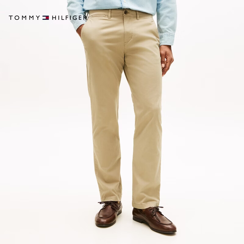 Tommy Hilfiger【弹力直筒】26春夏新款男装潮流多色通勤商务西裤休闲长裤 卡其色7UY -直筒版-正常拍 33 （2.6尺）