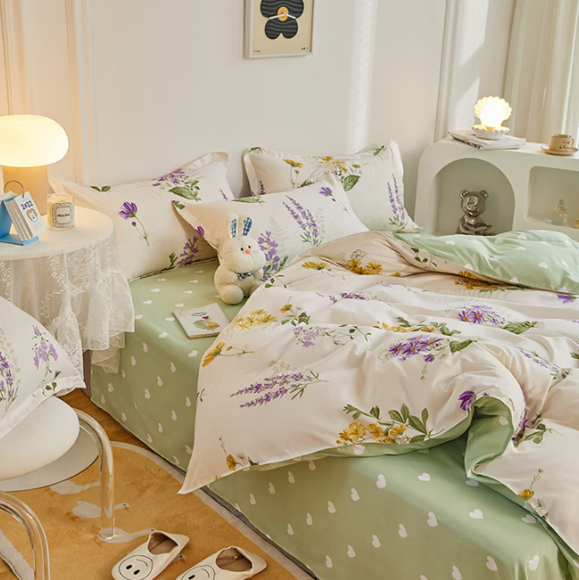 唐纳家纺唐纳床上四件套被套单双人可机水洗裸睡床上用品床单款四件套 亲肤棉四件套-花季如梦【柔软舒适 吸湿透气】 1.8m 床单款 四件套-被套200*230cm
