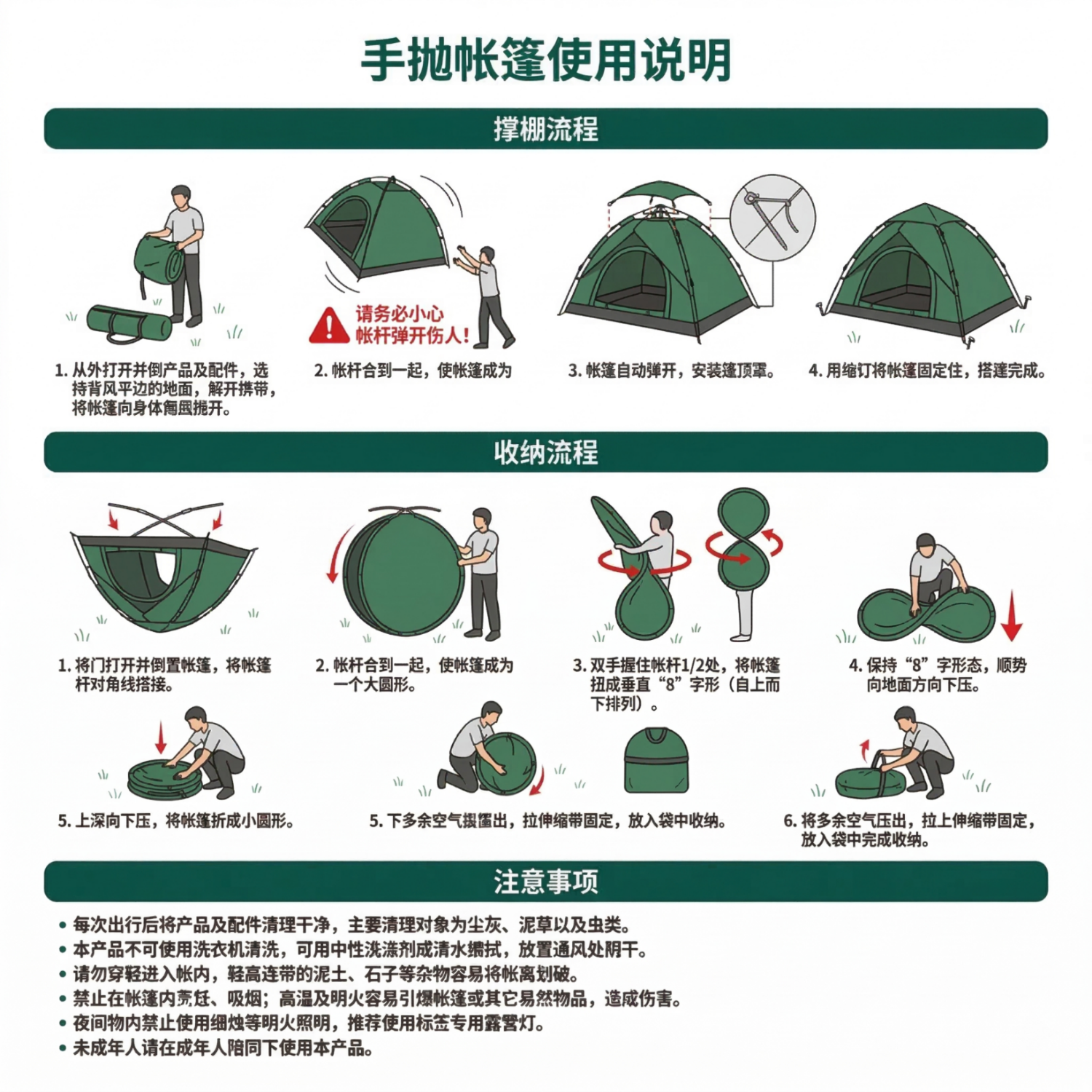 荒野七侠户外露营帐篷全自动速开双人/三人防雨防晒公园野餐野营 米白-帐篷+野餐垫（参考详情页款式，图案随机）