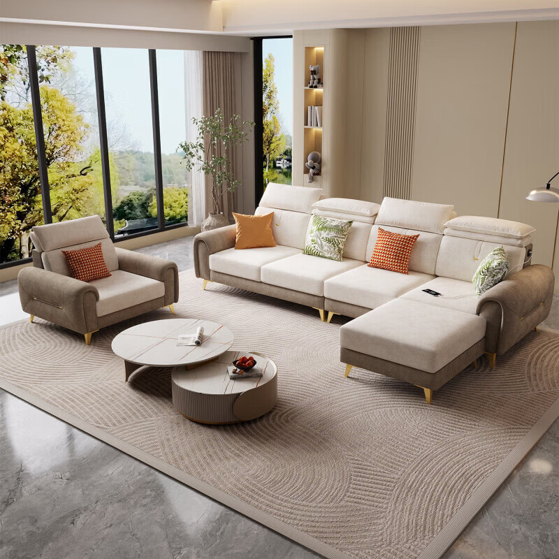 御巢盛2026新款沙发客厅现代轻奢大小户型雪尼尔棉麻可拆洗布艺沙发组合 【2.8米四人位+脚踏】 【升级独立袋装弹簧坐垫+可拆洗加厚棉麻布面料】