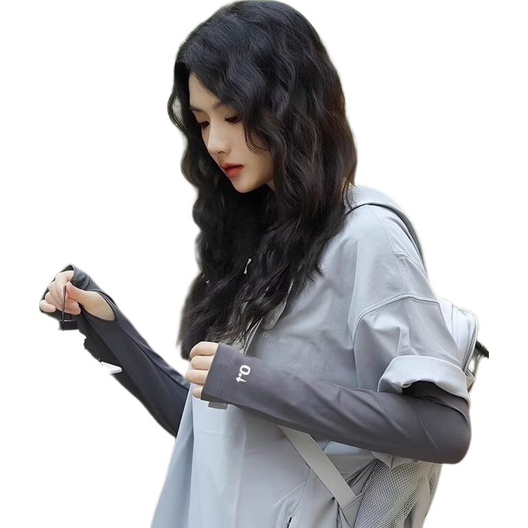 夏季宽松冰袖2026新款女防紫外线冰丝防晒袖套男户外冰袖 冰丝凉感【深灰】一双装