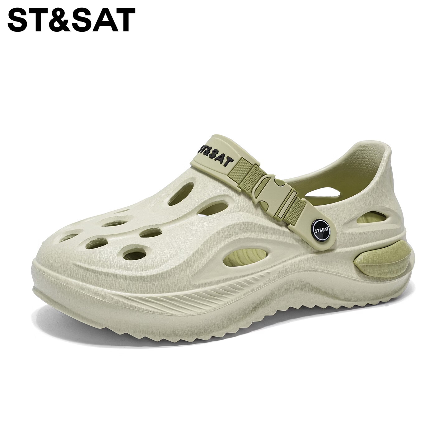 星期六（St&Sat）凉鞋男夏季新款防滑洞洞鞋男户外涉水沙滩鞋运动百搭透气休闲男鞋 绿色 44-45 标准运动鞋尺码
