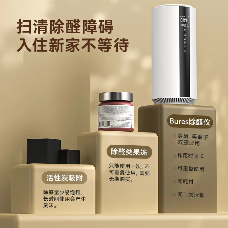 bures百而思空气净化器除甲醛家用新房专用急入住室内换气除烟味神器桌面除菌消毒除异味夏季凉爽到家里 高效除甲醛