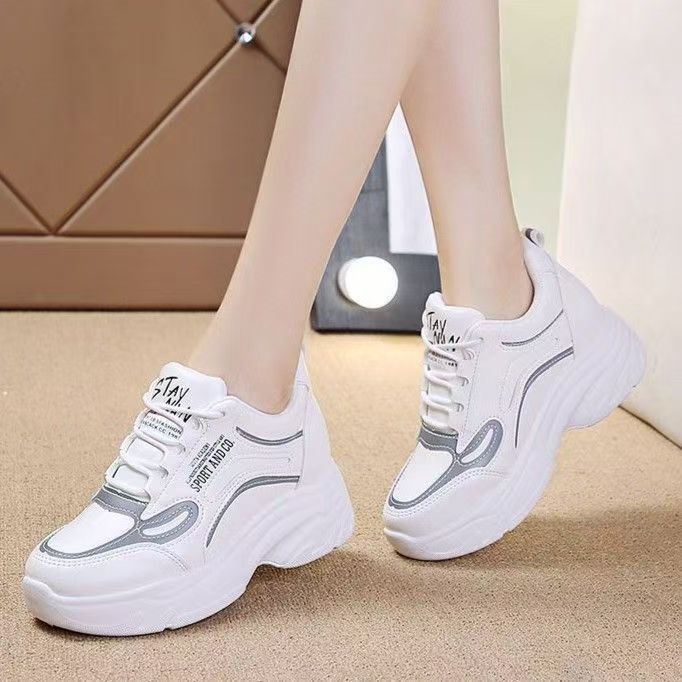 2026年秋季新款时尚百搭透气厚底网面老爹鞋网面透气小白鞋LT-H2 灰色 36