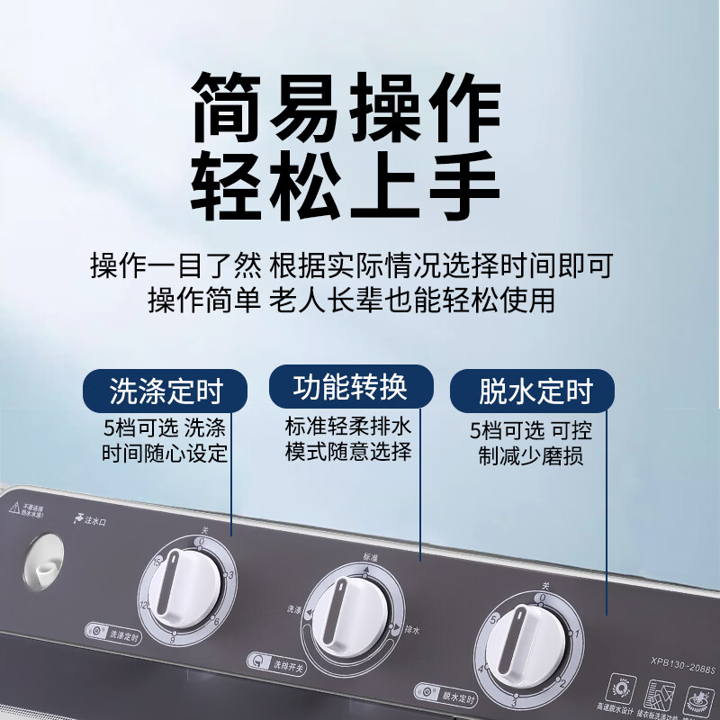 扬子洗衣机半自动大容量家用双桶双缸洗衣机10-50公斤脱水自洁双筒 洗脱60KG双钢桶+玻璃盖+蓝光