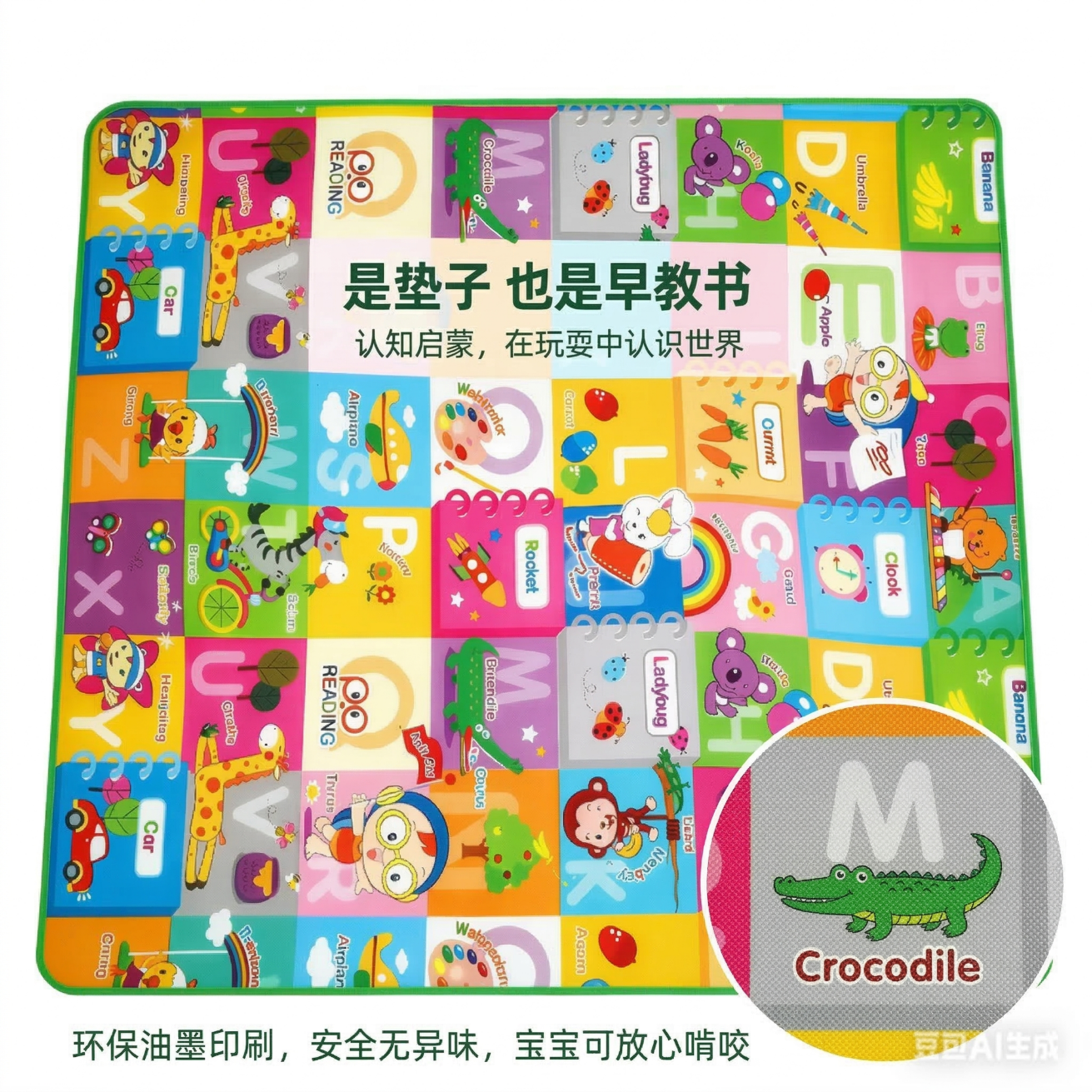 荒野七侠加厚防水防潮野餐垫户外亲子露营帐篷垫沙滩草坪折叠垫爬行垫 1800mmx150mmx5mm（适合2-4人） 双面图案随机+收纳袋