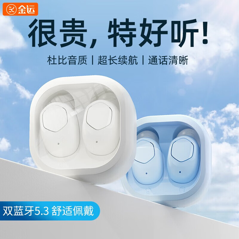 金运 M21蓝牙耳机真无线运动降噪入耳式迷你隐形跑步防水游戏音乐低延迟 白色
