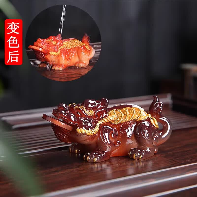 系颜家用可养招财貔貅金蟾变色茶宠摆件茶桌茶道配件轻奢礼品 鸿运猪猪(绿色)