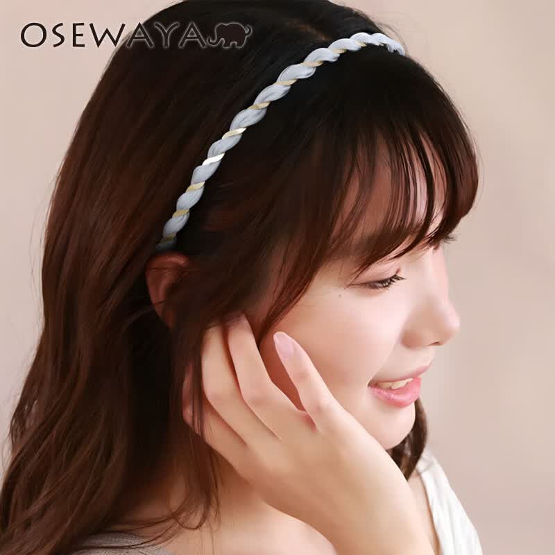 osewaya發(fā)箍氣質(zhì)簡(jiǎn)約麻花發(fā)飾日系通勤百搭高級(jí)感女生少年感頭飾 灰色（GY）