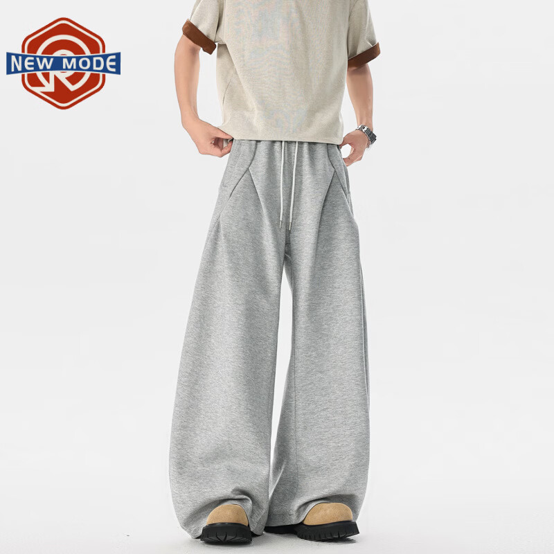 NEW OR MODE重磅解构弯刀休闲裤男春夏季新款宽松大码运动卫裤垂感百搭阔腿裤 灰色【高品质】 M 【建议90-110斤】