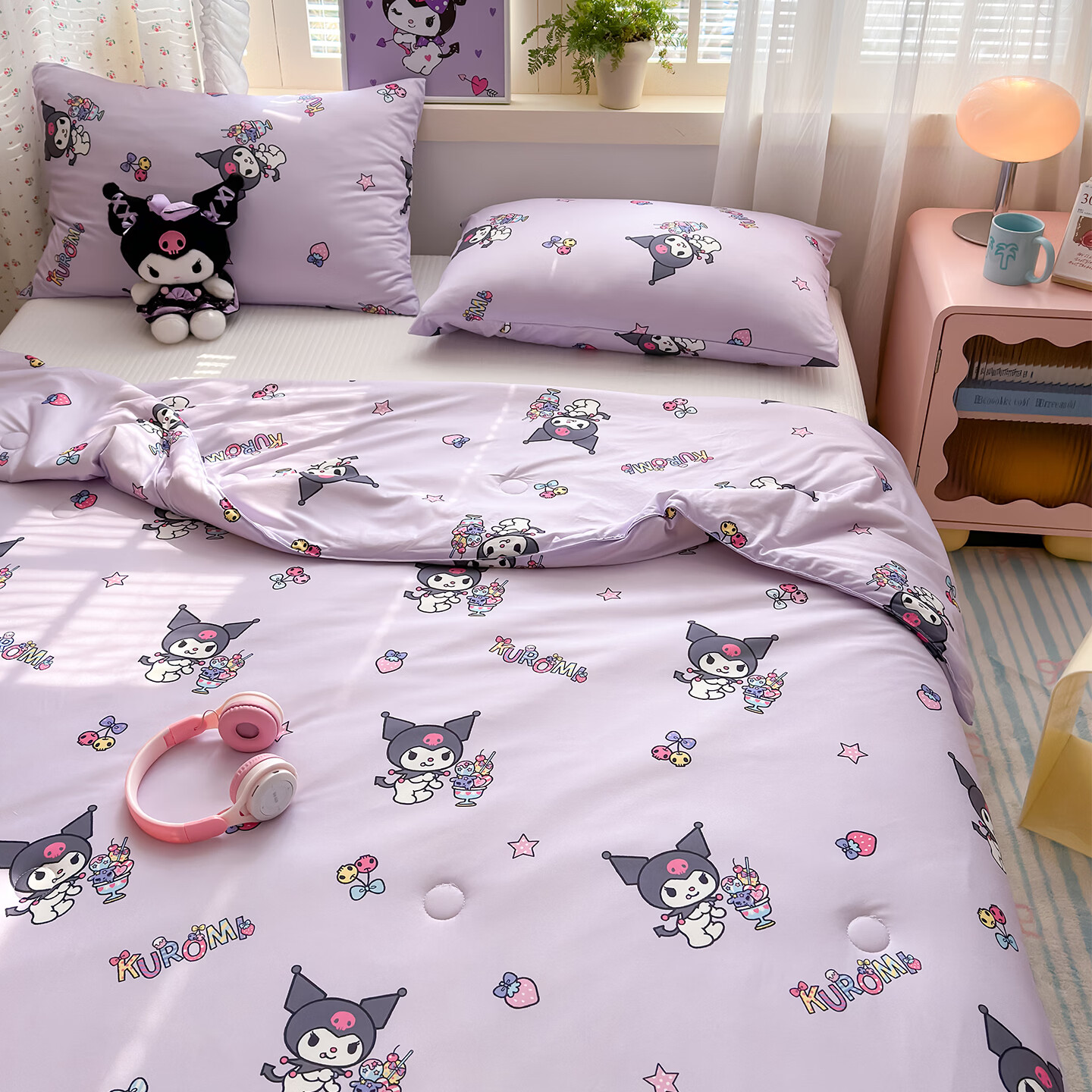 罗曼卡尼儿童针织棉夏凉被幼儿园夏季小被子卡通夏天可机洗宝宝空调 幻紫库洛米 150*200cm