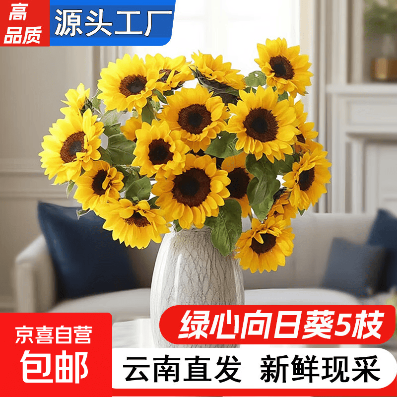 康乃馨玫瑰百合向日葵花鲜花云南基地直发教师节七夕情人节礼物4 高品质-【黑心向日葵5枝】