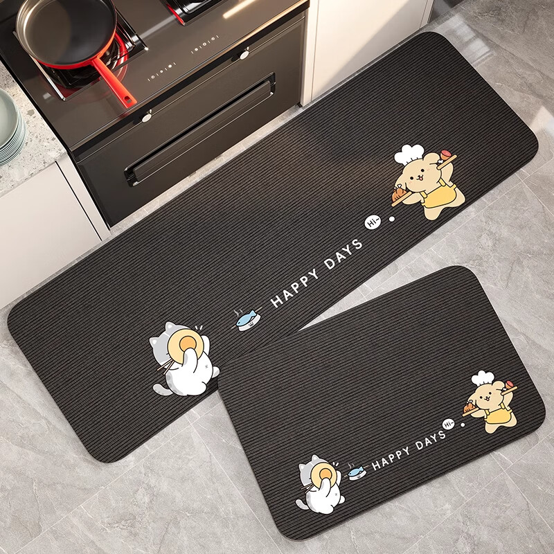 KAYE厨房地垫地面专用地毯防水防油防滑垫免洗可擦吸水垫子硅藻泥脚垫 GZN-Y醇珍-该上菜了 40x60cm(一件装）