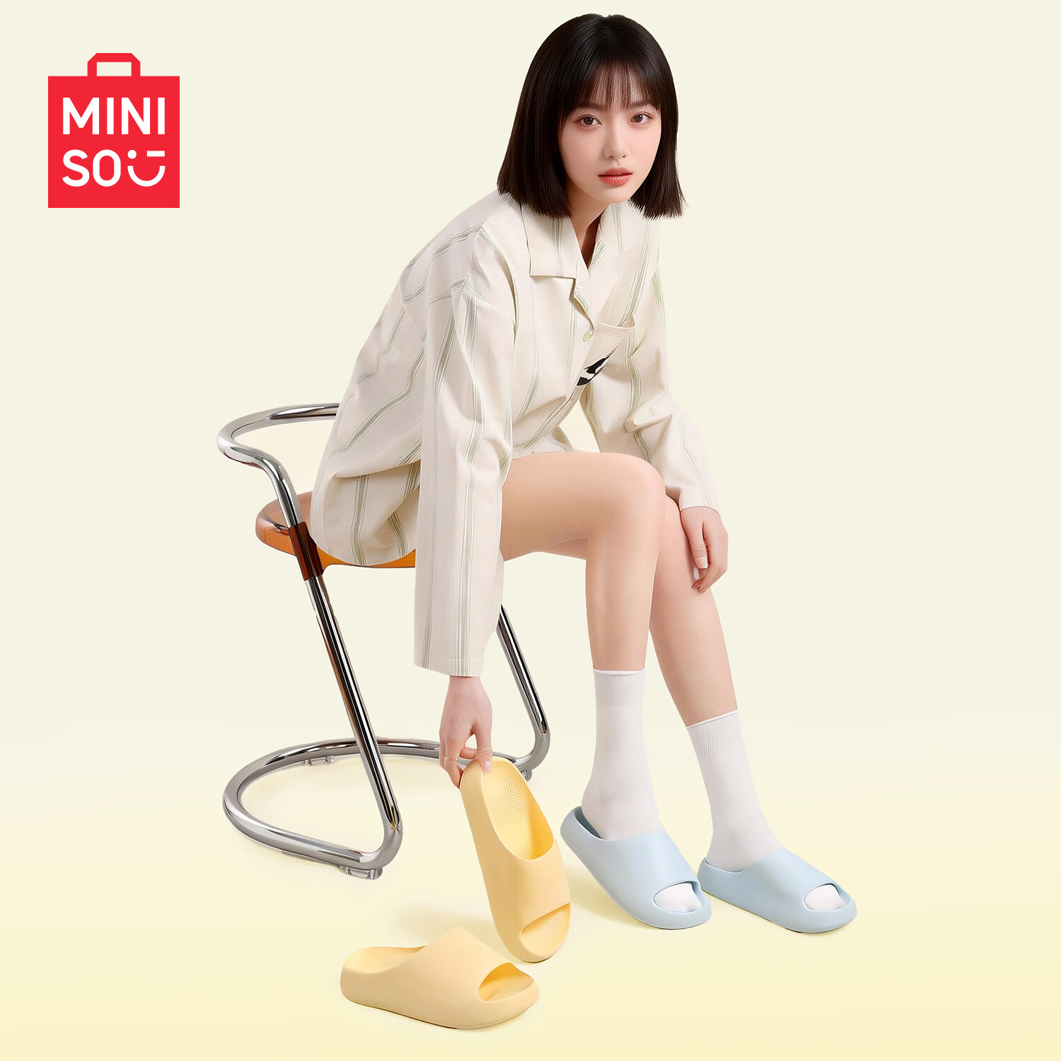 名创优品（MINISO）拖鞋女士夏季居家用踩屎感eva厚底浴室内洗澡防滑软弹情侣凉拖鞋 baby蓝 40-41 【适合39-40脚穿】