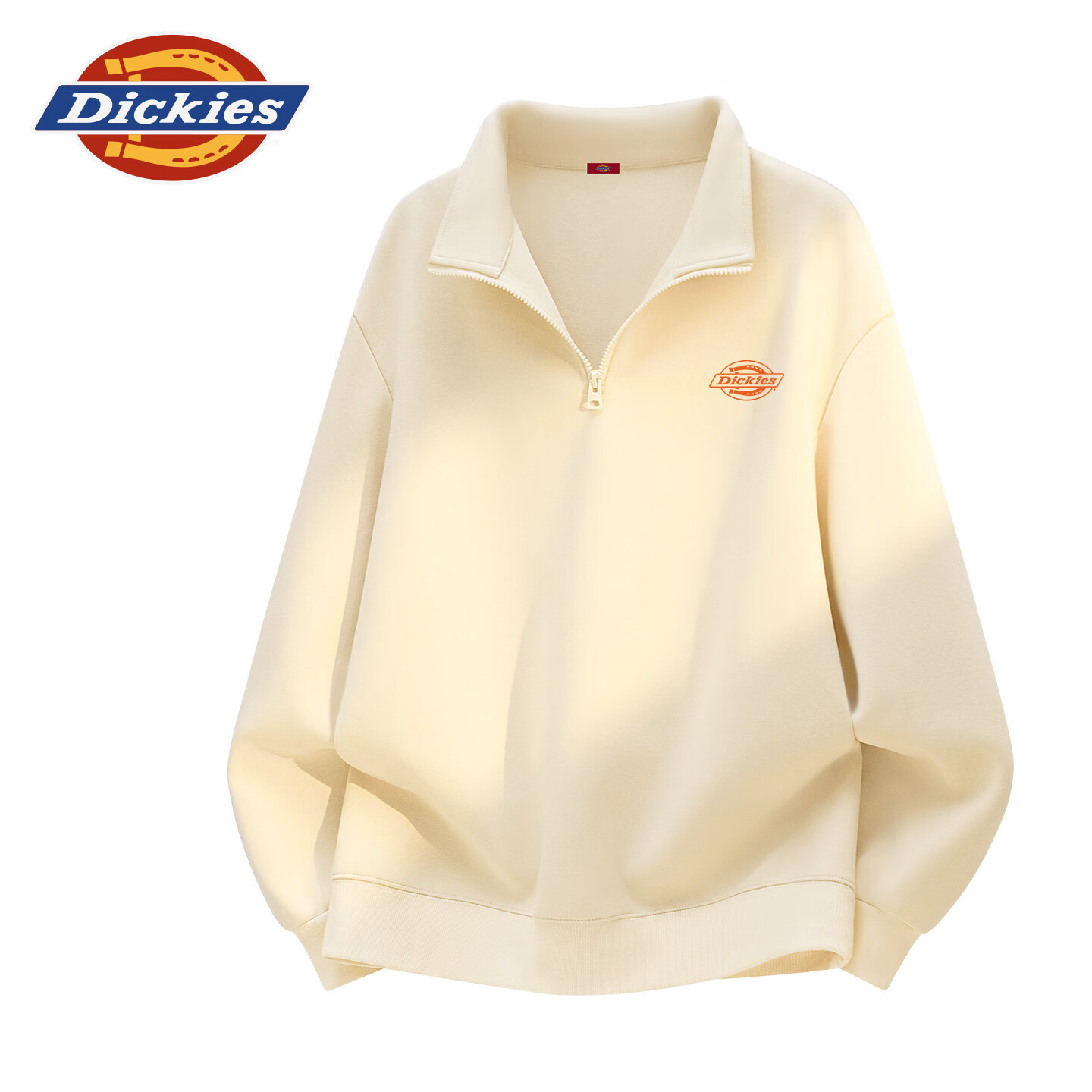 Dickies男士立领半拉链卫衣2026春季新款外套宽松休闲春装上衣潮 灰豆绿(ks马刺工人胸标) 4XL