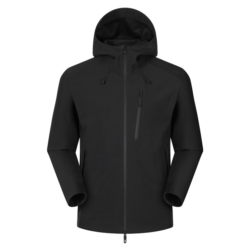 凡客诚品（VANCL）凡客全压胶连帽软壳衣休闲户外新款春季夹克外套 高级黑 S