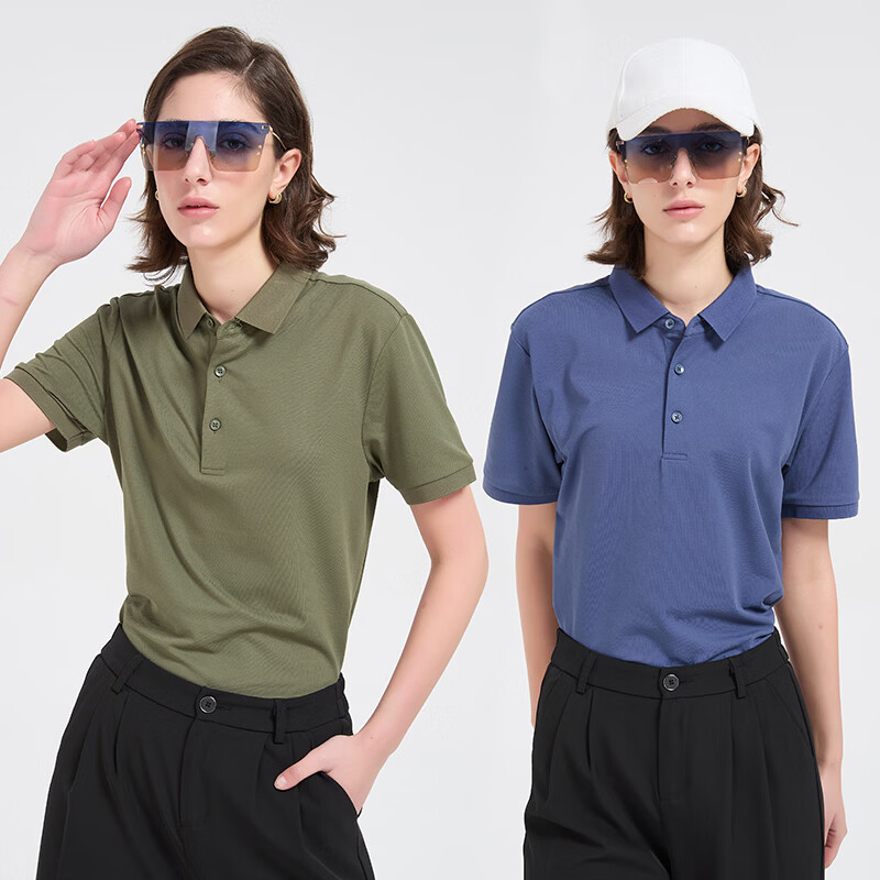 THE ALLEY FAME【高品质】2026夏季新款混纺5A抗菌POLO衫男短袖男女同款夏季情侣 冰水蓝 4XL