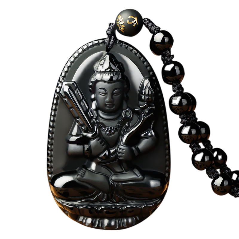 慈元閣黑曜石吊墜十二生肖本命佛守護菩薩吊墜佛男女七夕節禮物送女友 大日如來(lái)菩薩-屬羊 猴守護神