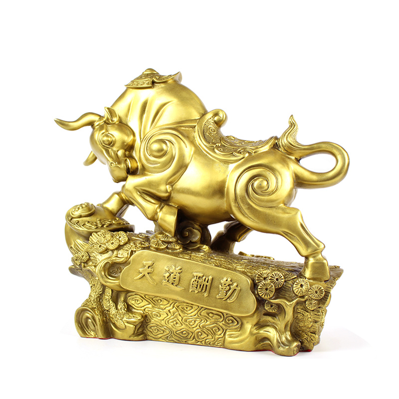 玄友铜牛摆件东北缺角金牛财运金属牛形饰品华尔街股市水牛