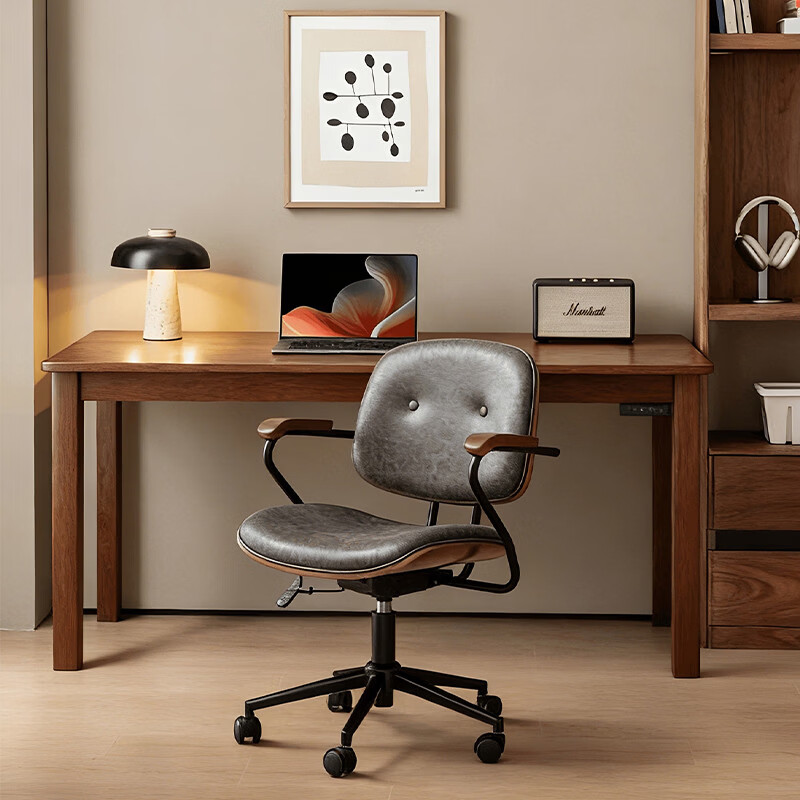 溥畔书桌家用学生学习桌成人小户型卧室办公桌子中古风电脑桌简约餐桌 深胡桃色120×60×75CM[主图热卖款]