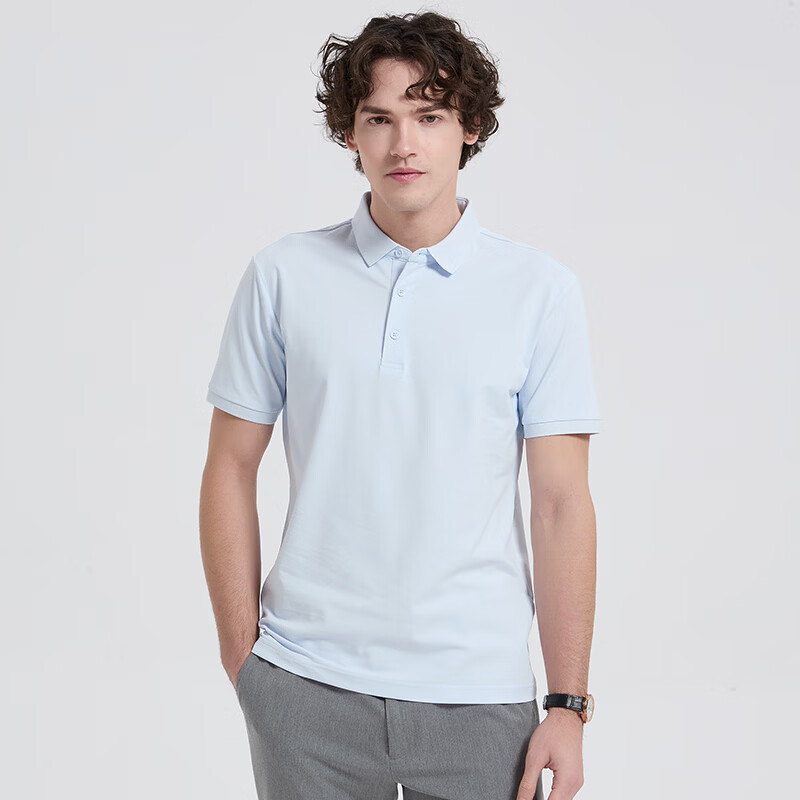 THE ALLEY FAME【高品质】2026夏季新款混纺5A抗菌POLO衫男短袖男女同款夏季情侣 冰水蓝 4XL