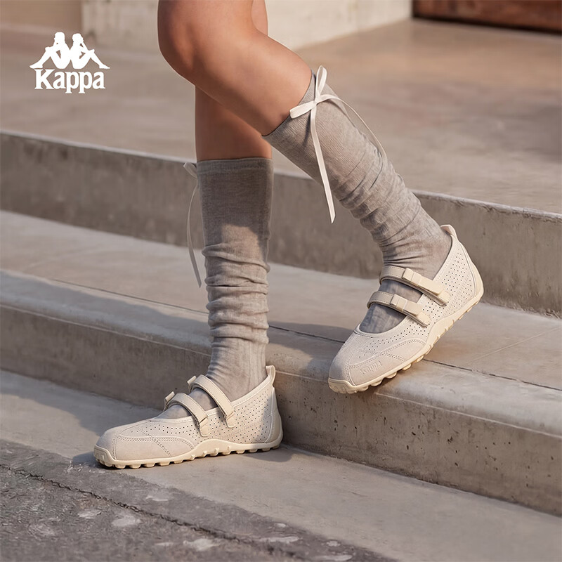 卡帕（Kappa）女鞋芭蕾德训鞋女2026夏季新款薄底透气休闲鞋子女麦芽米棕37