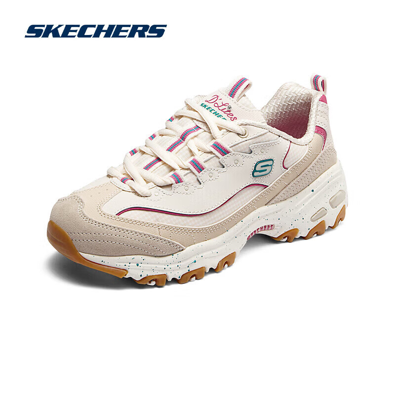 斯凯奇（Skechers）星空熊丨女子老爹鞋熊猫鞋女鞋缓震舒适时尚百搭学院风休闲运动鞋 自然色/多彩色/NMLT 36