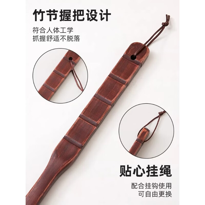 波溜紫家用木质穿鞋神器老人木质弯腰鞋拔子长柄穿鞋器 木质鞋拔-32cm*1+55cm*1