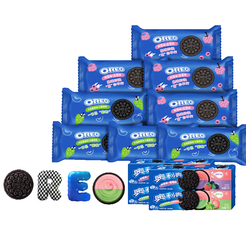 奥利奥（Oreo）夹心饼干缤纷双果味双口味装97gX4休闲零食大礼包 早餐下午茶 