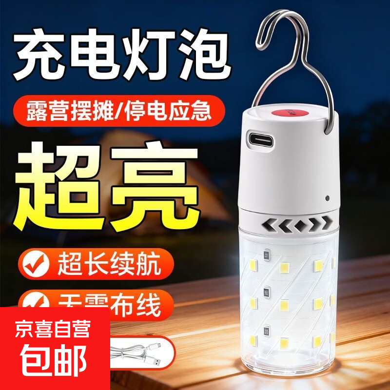 充电迷你便携式口袋小夜灯宿舍阅读灯汽车停电应急小灯泡露营摆摊 1个