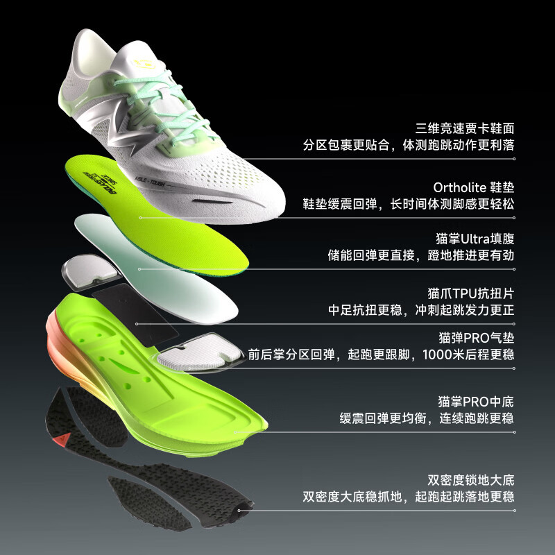 音速猫 x 北京体育大学丨无尽1.0跑鞋田径跑步鞋体考体测训练鞋运动耐磨 黄昏线 37 标准尺码