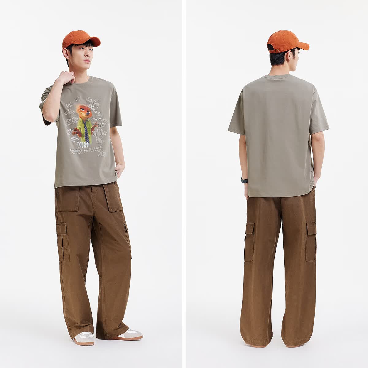 森马(Semir)凉感T|疯狂动物城短袖T恤男夏季抑菌印花宽松针织衫 浅灰20012 M