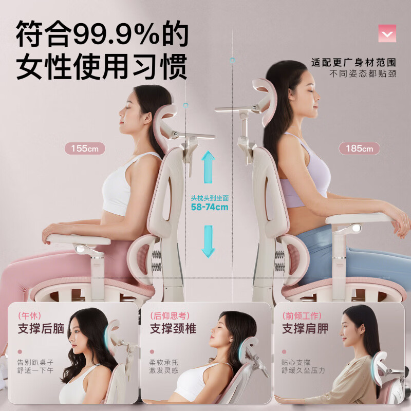歆漾人体工学椅女生座椅办公室椅子靠背椅电脑椅电竞椅卧室书桌学习椅 灰色-特网高弹坐垫-4D头枕-6D机械扶手-搁脚 尼龙脚-四级气杆