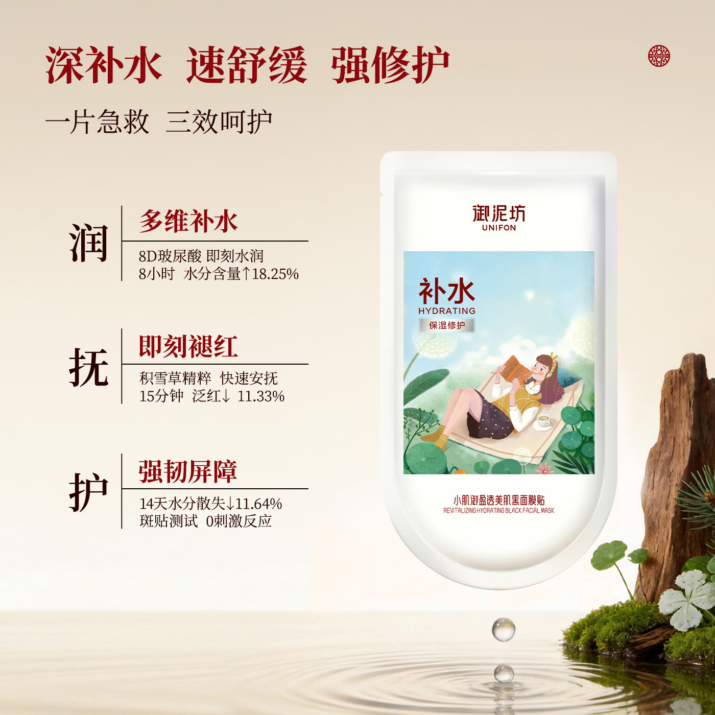 御泥坊面膜 补水保湿面膜贴学生 女 护肤品礼物 补水保湿 生日礼物 盈透补水面膜5片 组合面膜 图 4