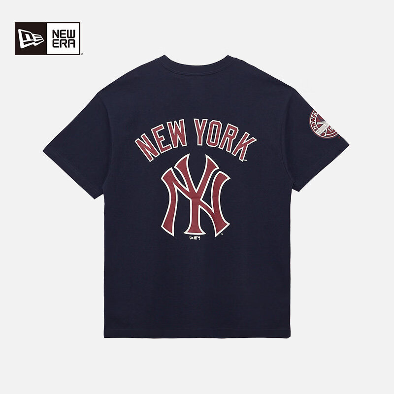 NEW ERA纽亦华春夏MLB短袖T恤男女纯棉简约重磅NY 14117425-藏青色 S