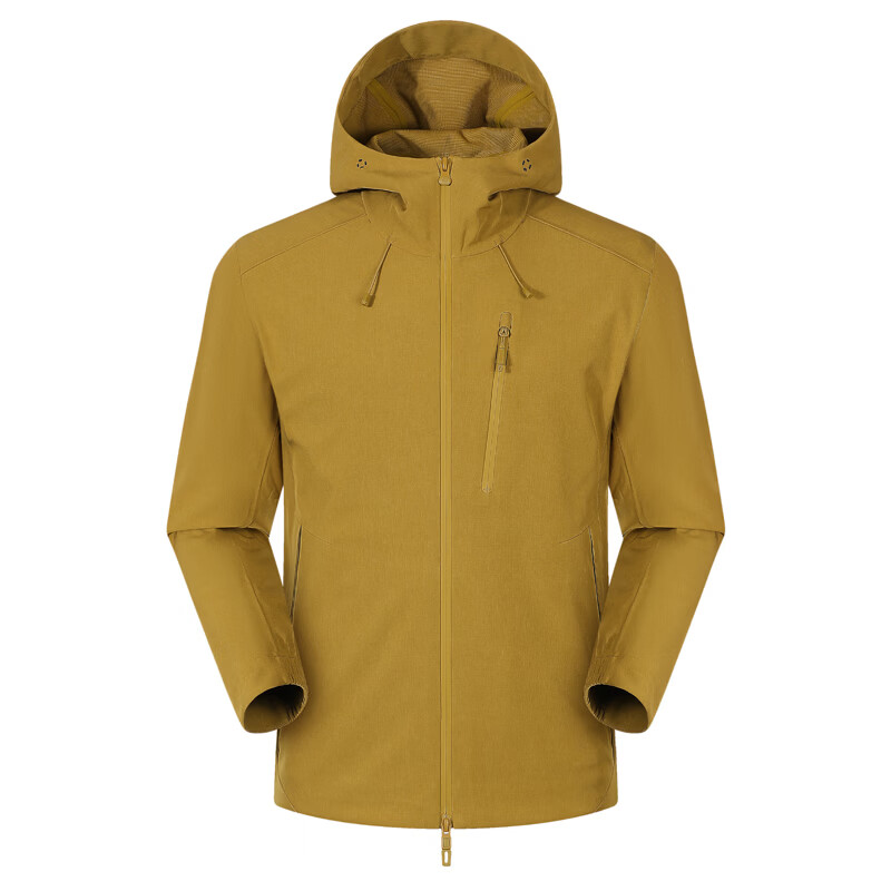 凡客诚品（VANCL）凡客全压胶连帽软壳衣休闲户外新款春季夹克外套 芥麦黄 S