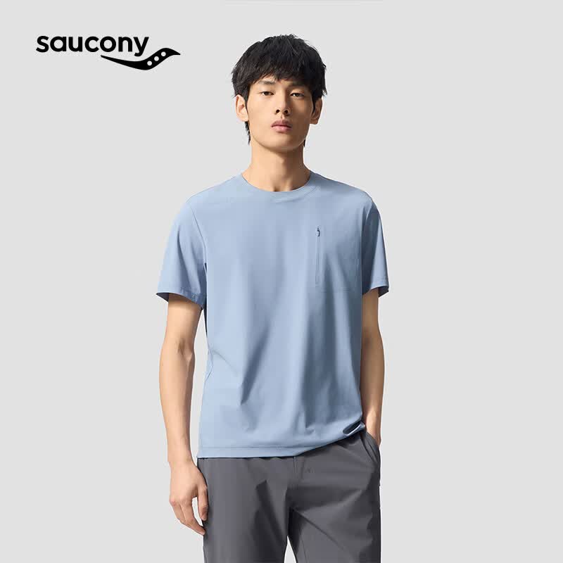 SAUCONY索康尼男春夏干爽舒适轻薄透气经典宽松圆领短T 柏林蓝 XL