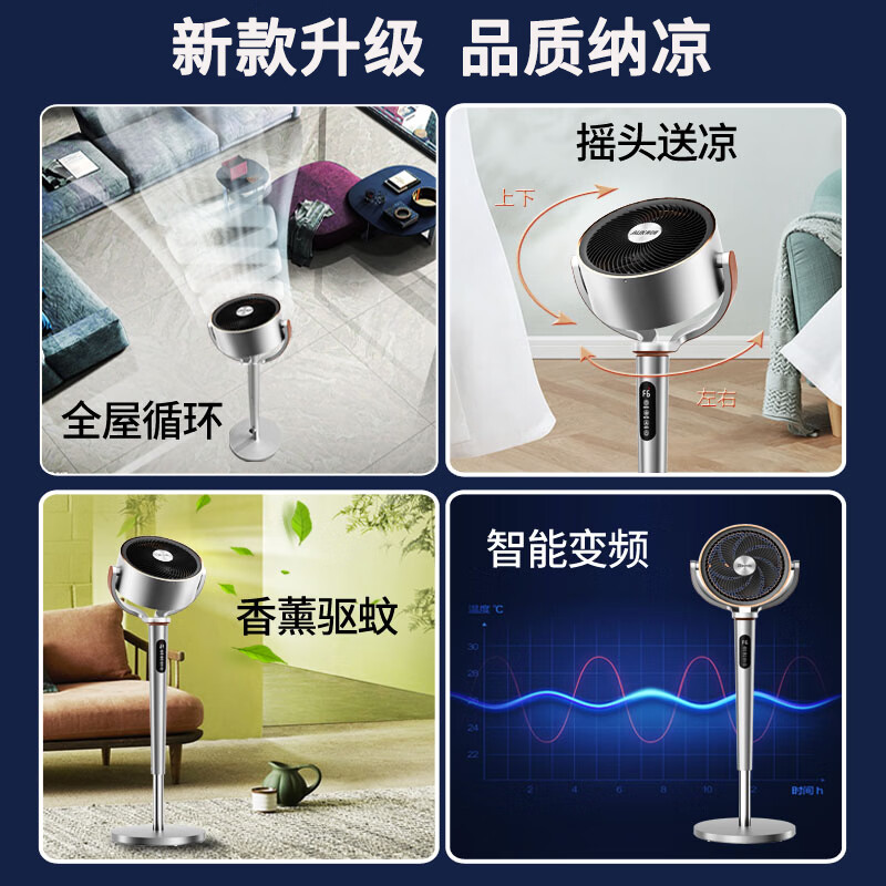 奥克斯【2026品质新款】空气循环扇家用电风扇静音卧室超静音一级能效立式落地扇节能省电空调扇摇头语音 店铺尊享VIP 品牌新款丨大风力冷风直流变频