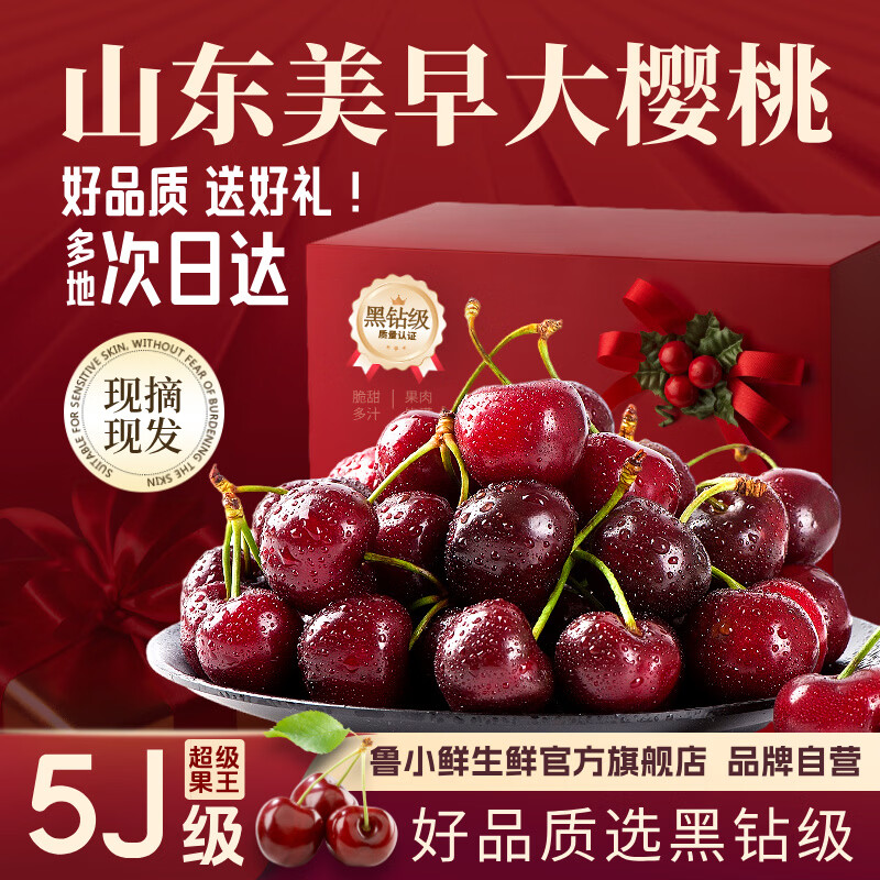 鲁小鲜山东美早大樱桃车厘子水果礼盒生鲜礼盒【JD生鲜航空次日达专线】 3斤(净重) 【超值装-80%选择】 小果 XL 单果≤26mm