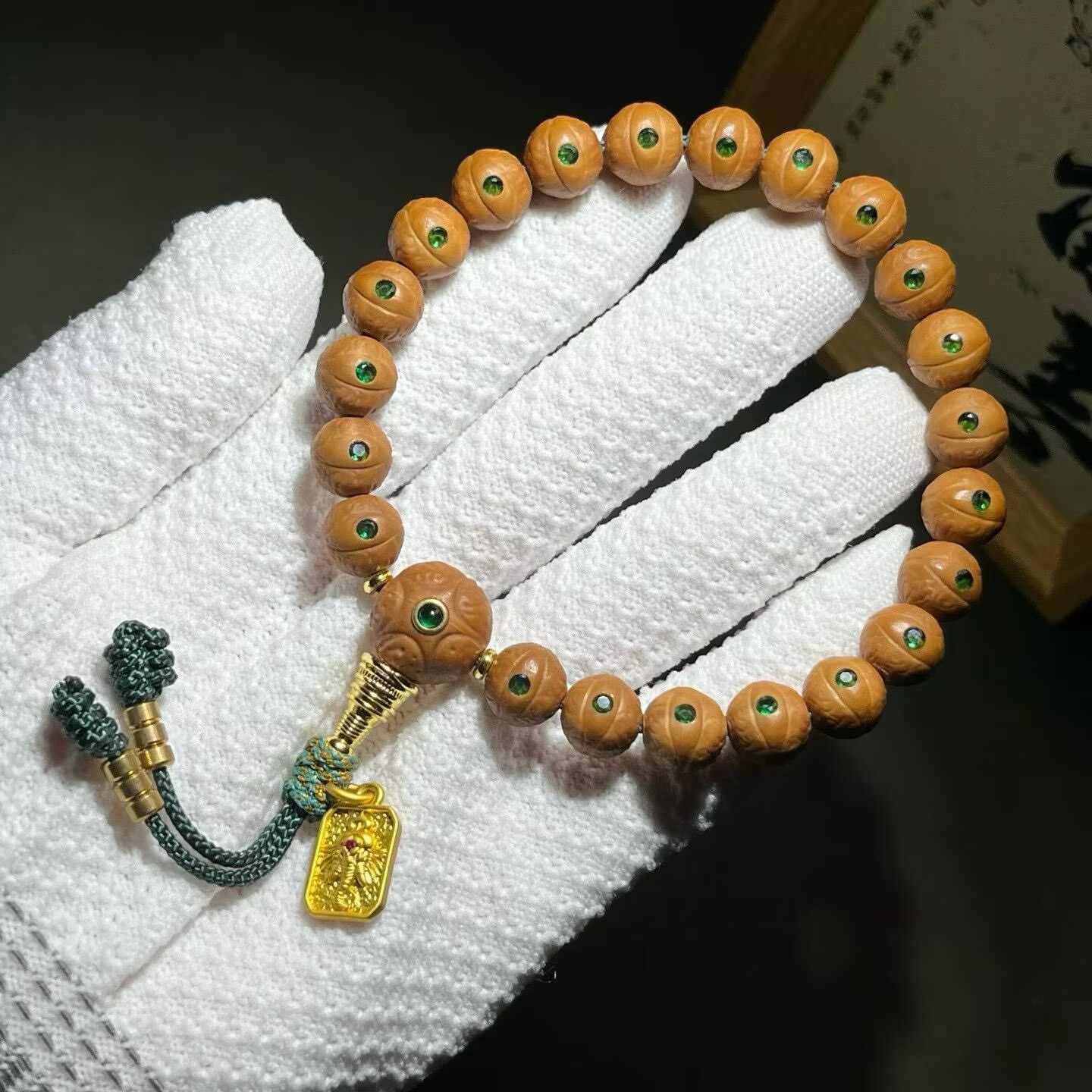 猴头精雕凤眼·小绿手串手链精挑猴头菩提雕刻而成0.9+mm/22+1颗