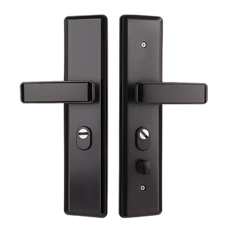 云航防盗门锁套装免费上门安装家用通用大门锁超C级锁芯不锈钢门把手 经典黑不锈钢防盗门锁把手