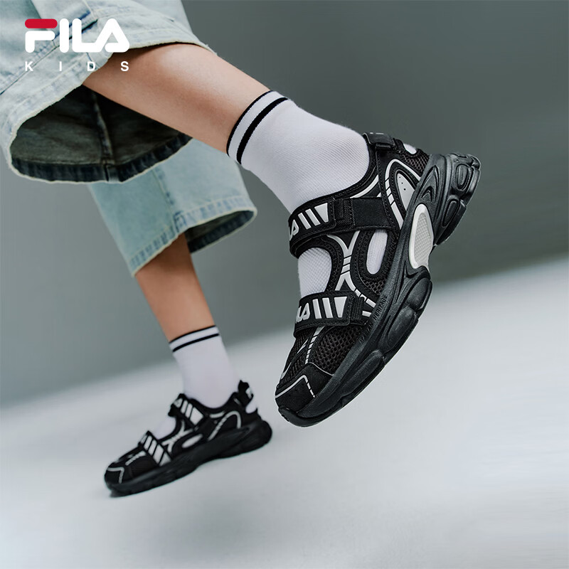 FILA星尘凉鞋|斐乐儿童童鞋运动鞋2026夏季新款男女童青少年鞋子 黑/太空银-BS 37 内长23.0cm