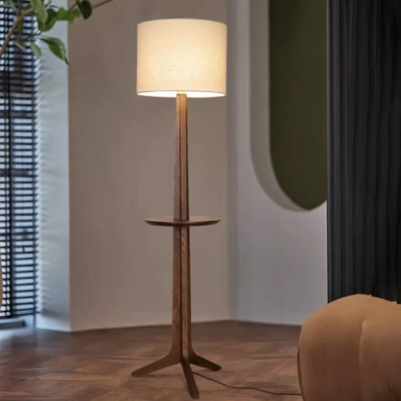 金匠空间新中式落地灯胡桃木客厅卧室茶几沙发旁酒店高端原木风落地灯 落地灯-三色变光