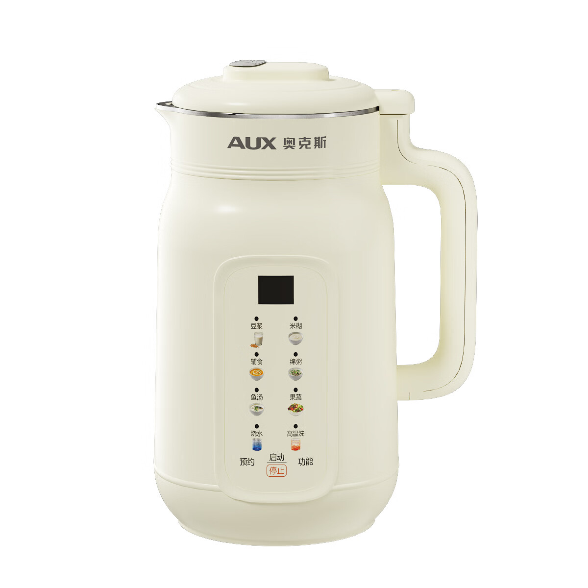 奥克斯（AUX）豆浆机破壁机家用1.7L大容量4-6人多功能全自动免煮保温2026新款静音不锈钢内胆直打辅食杂粮料理 米白色 1.7L 智能全自动可预约