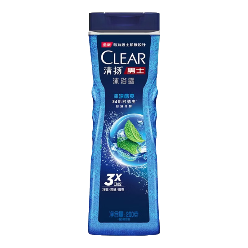 清扬（CLEAR）男士沐浴露 平衡控油 冰凉酷爽型200g