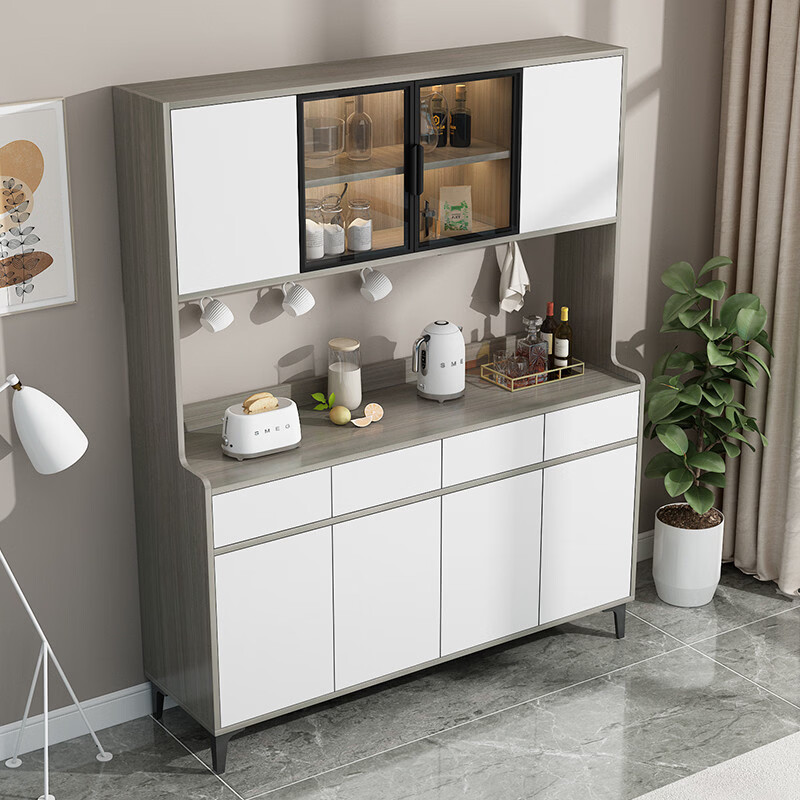 溥畔轻奢餐边柜现代简约酒柜 靠墙家用高款储物柜 厨房橱柜置物架 定制尺寸联系客服