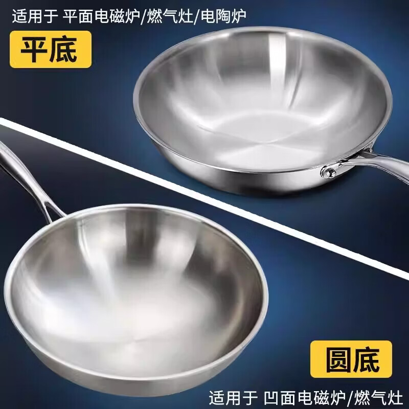 溥畔工艺纯钛钛锅无涂层炒锅不粘锅平底炒菜锅电磁炉专用锅 36CM[ 0寸 36CM[圆底无耳+蒸笼]带盖