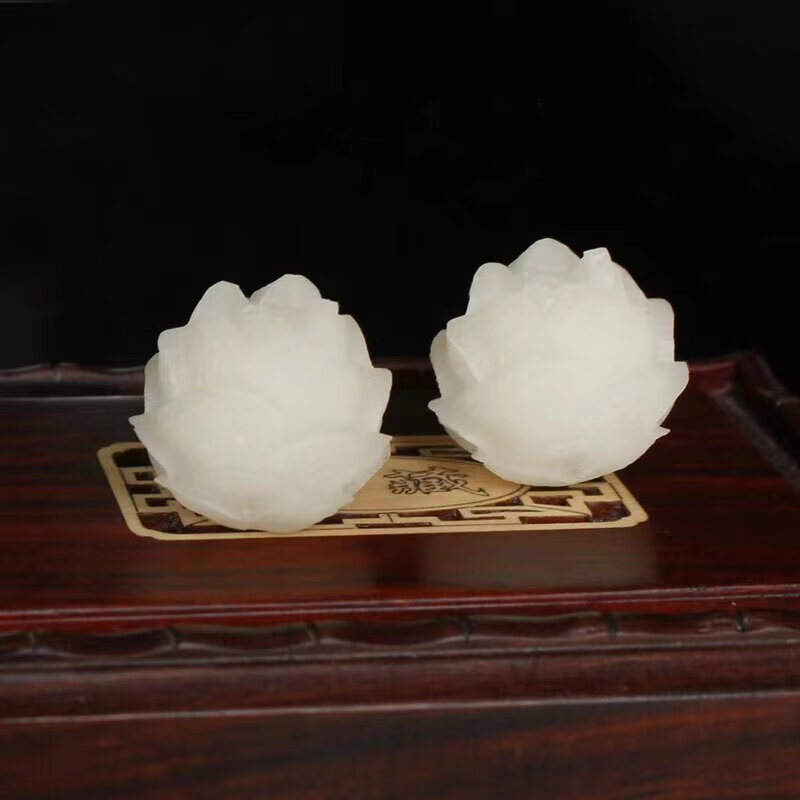 特玺白玉DIY手串项链饰品配件菩提子白菩提根雕刻莲花散珠 大号五层莲花约20MM【10个】