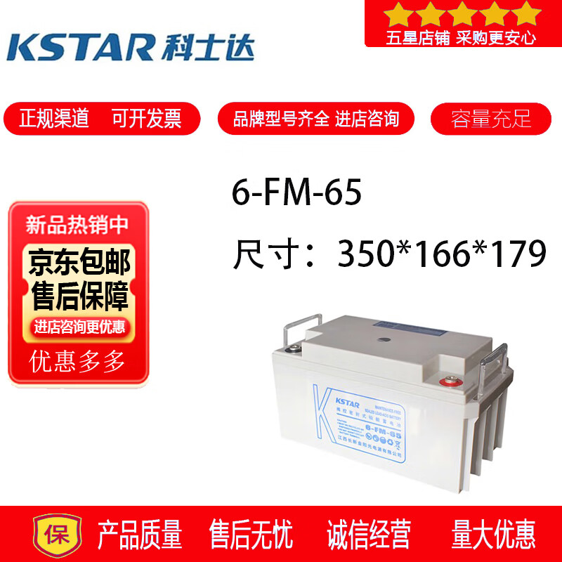 科士达KSTAR科士达蓄电池6-FM-65铅酸密封免维护电梯用消防设备UPS电源12V65AH 科士达蓄电池