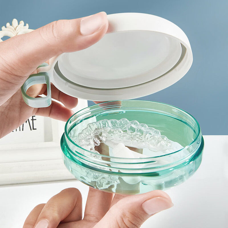 OOKME带挂绳正畸牙套收纳盒学生儿童隐形保持器矫正器咬合板颌垫存放盒 帯镜密封两用盒（无挂绳）+小刷